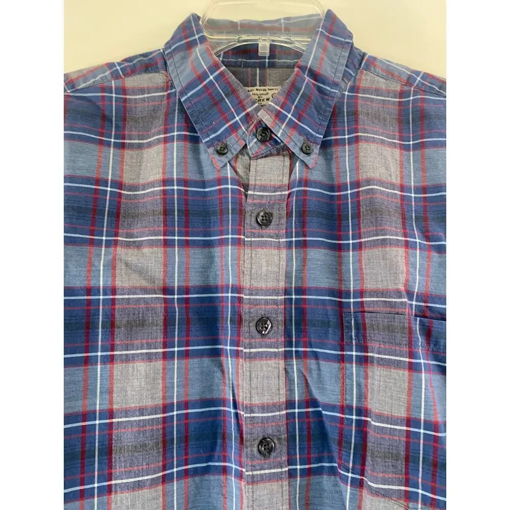 J. CREW Men’s Blue/Red Plaid Quality Woven Tailored Shirt / Size: Large